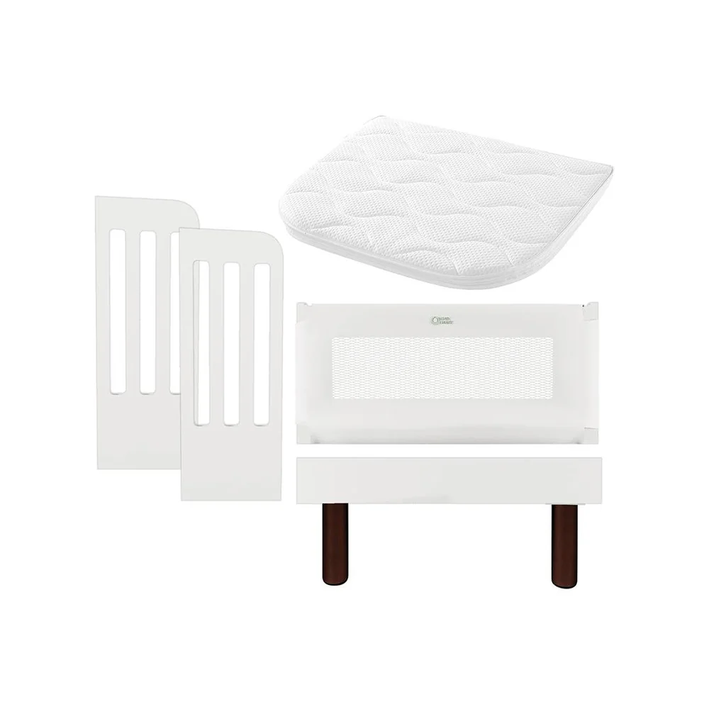 Gaia Baby Serena Bedside Crib Add-On - White-Bedside Cribs-White-Walnut Legs | Natural Baby Shower